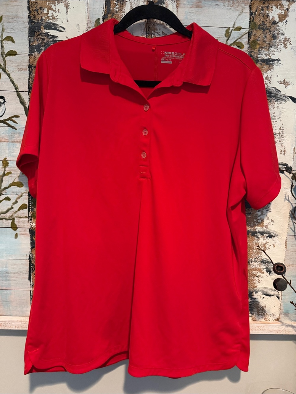 Nike Red Short-Sleeve Button-Front Polo